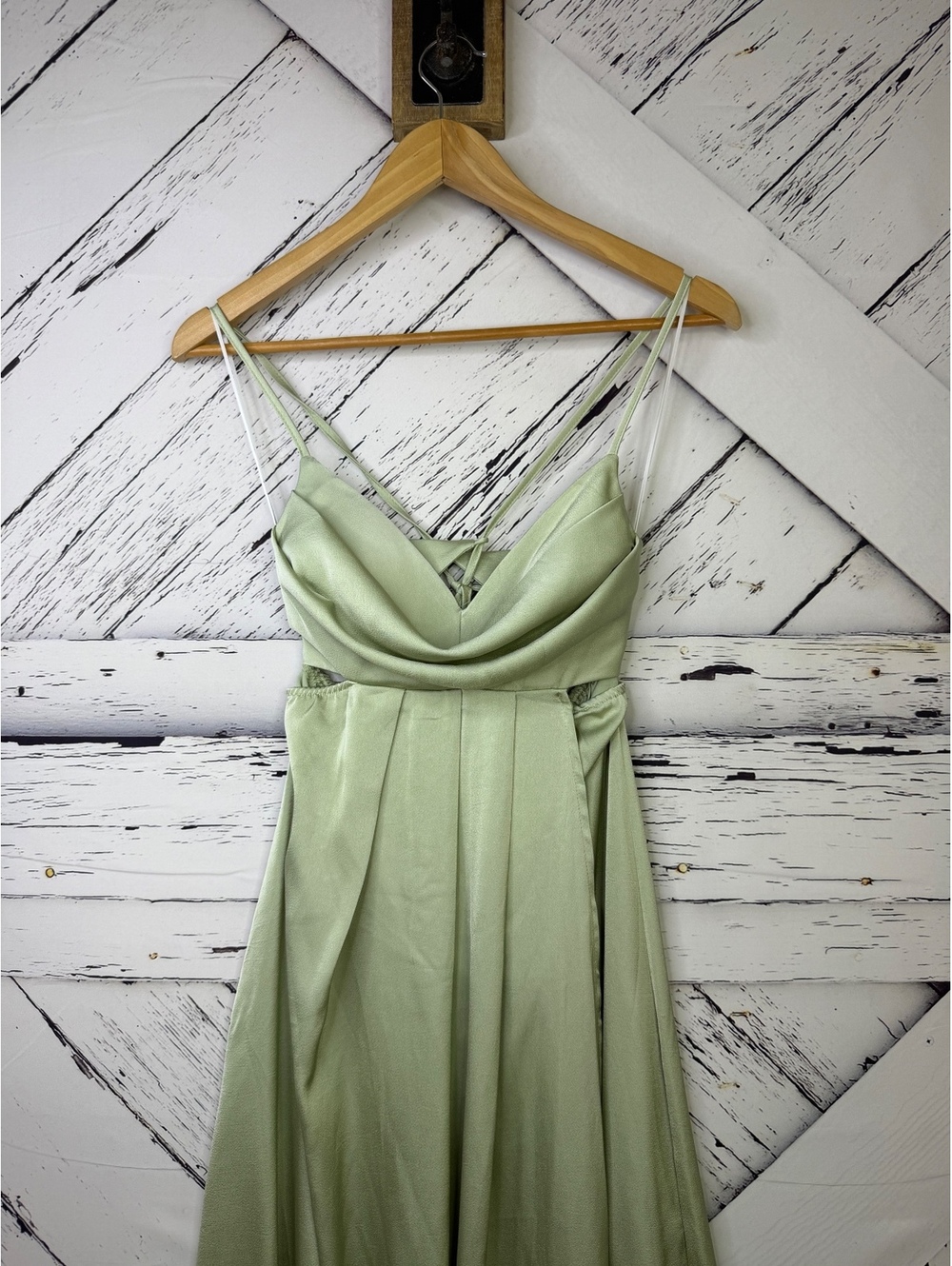 Hello Molly the "Reveal Your Mind" Cut Out Cowl Neck Midi Dress Sage Women 4